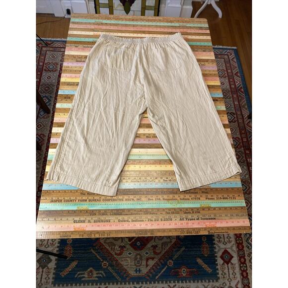 Old Navy 2X High Waisted Pull On Elastic Wide Leg Pant Gauzy 100% Cotton Beige - Picture 3 of 13